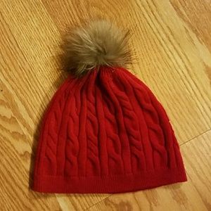 Faux fur pom pom beanie