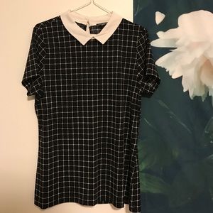 Black & White Peter Pan Collared Blouse