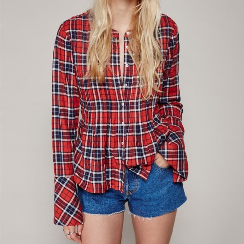 Free People Plaid Shirt super cute