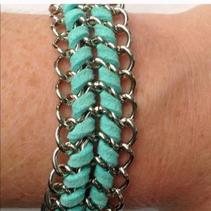 Aqua and Silver Chain Link Bracelet