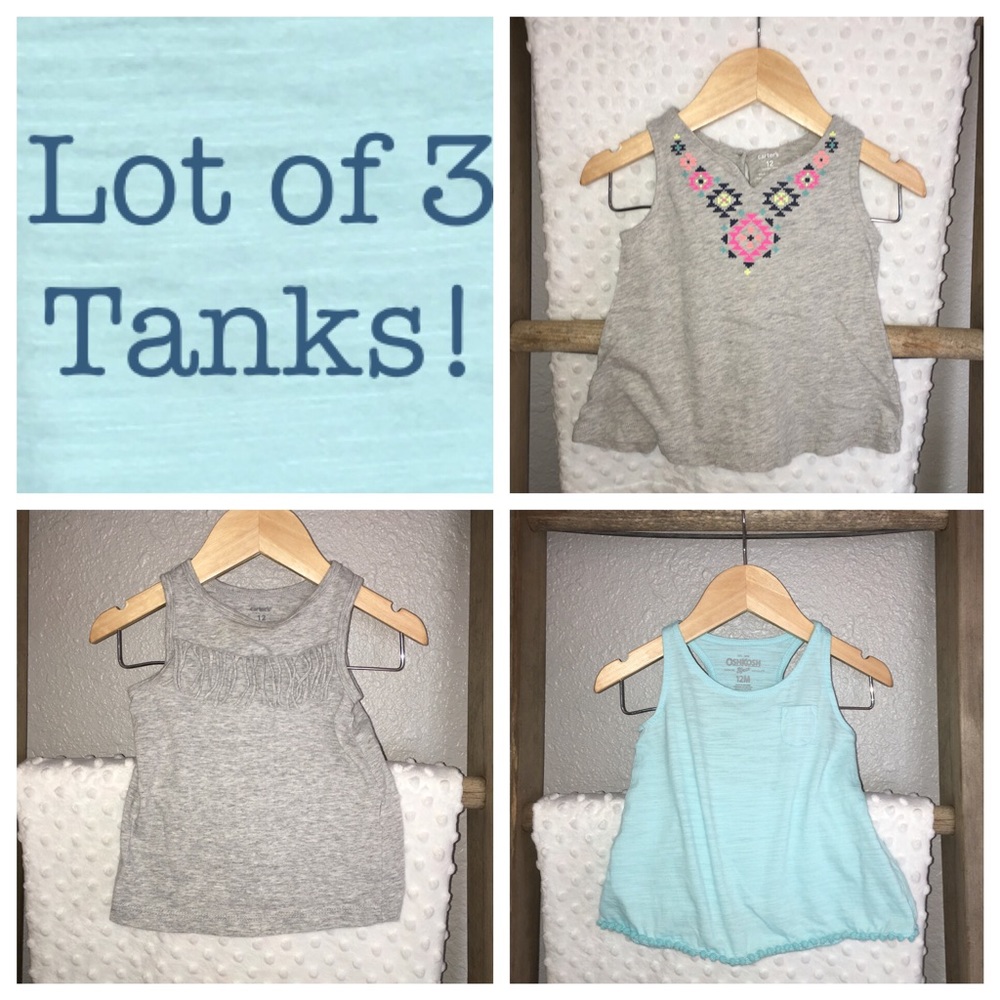 3 Summer Tank Tops - Carter's & Osh Kosh - 12 Mos