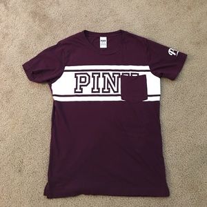 PINK Maroon Crew Neck