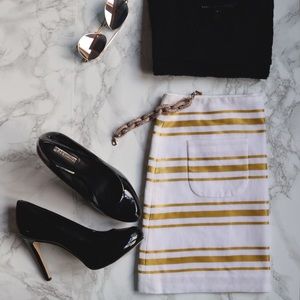 NWT J. Crew Mini Skirt White With Gold Stripes
