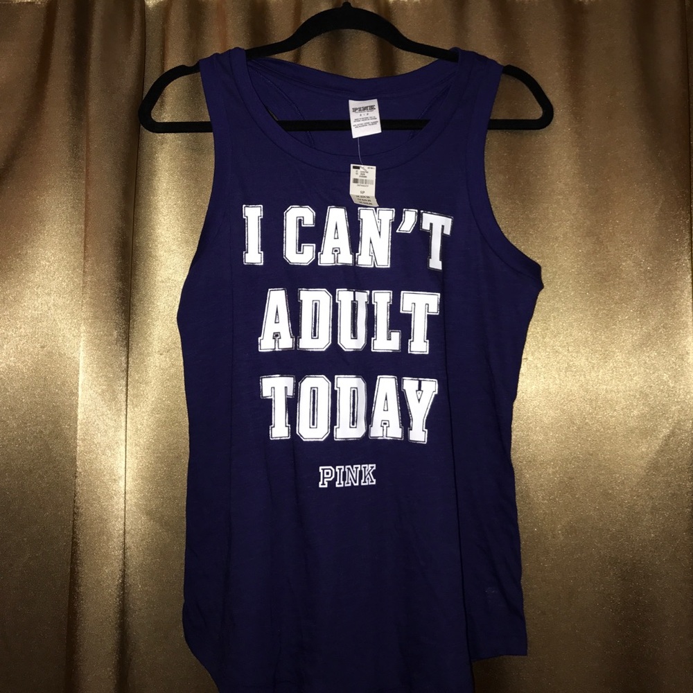 PINK "I can't adult today" navy tank