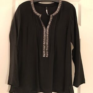 Plenty by Tracy Reese black beaded blouse