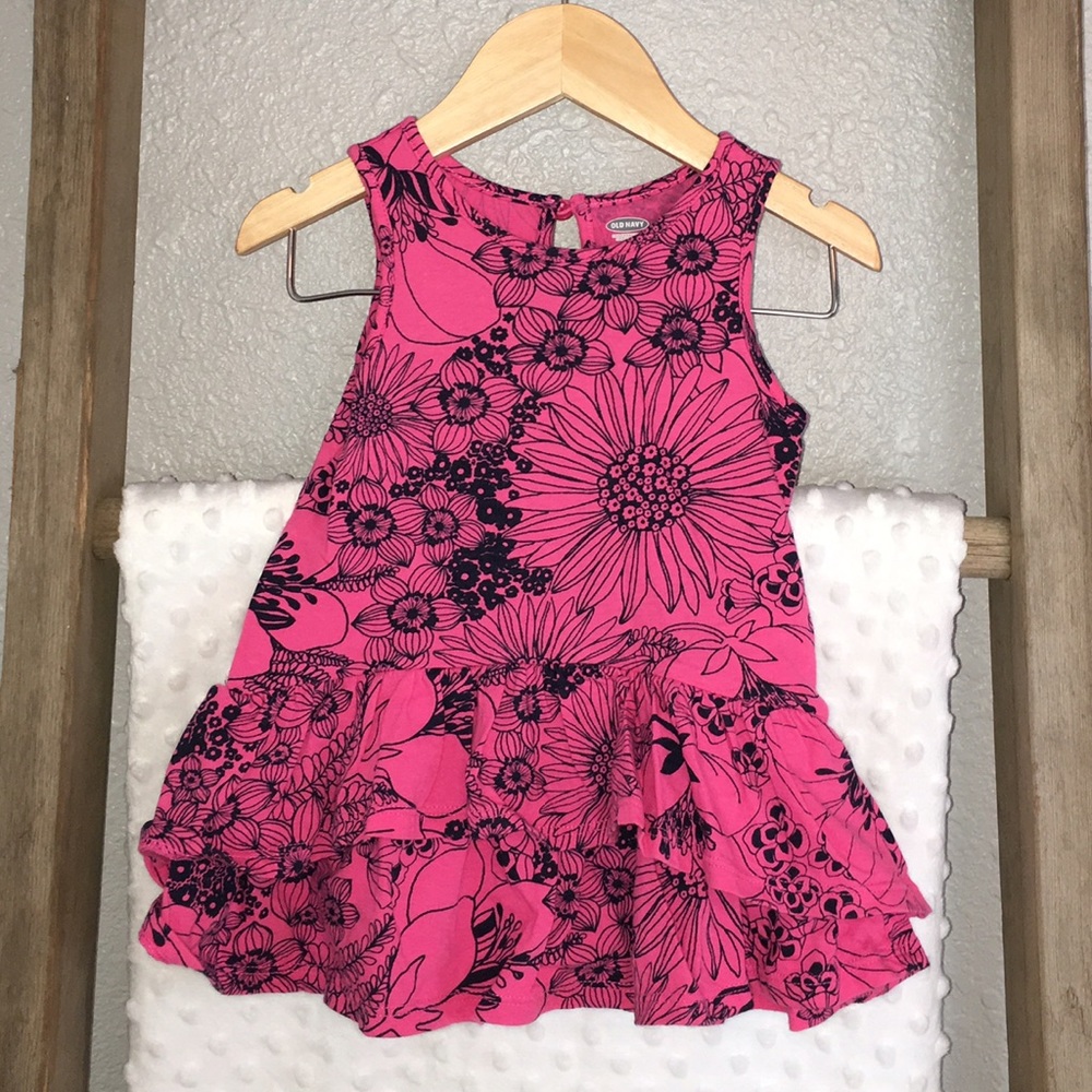 Old Navy Fuchsia and Navy Tank Dress - 6-12 Months