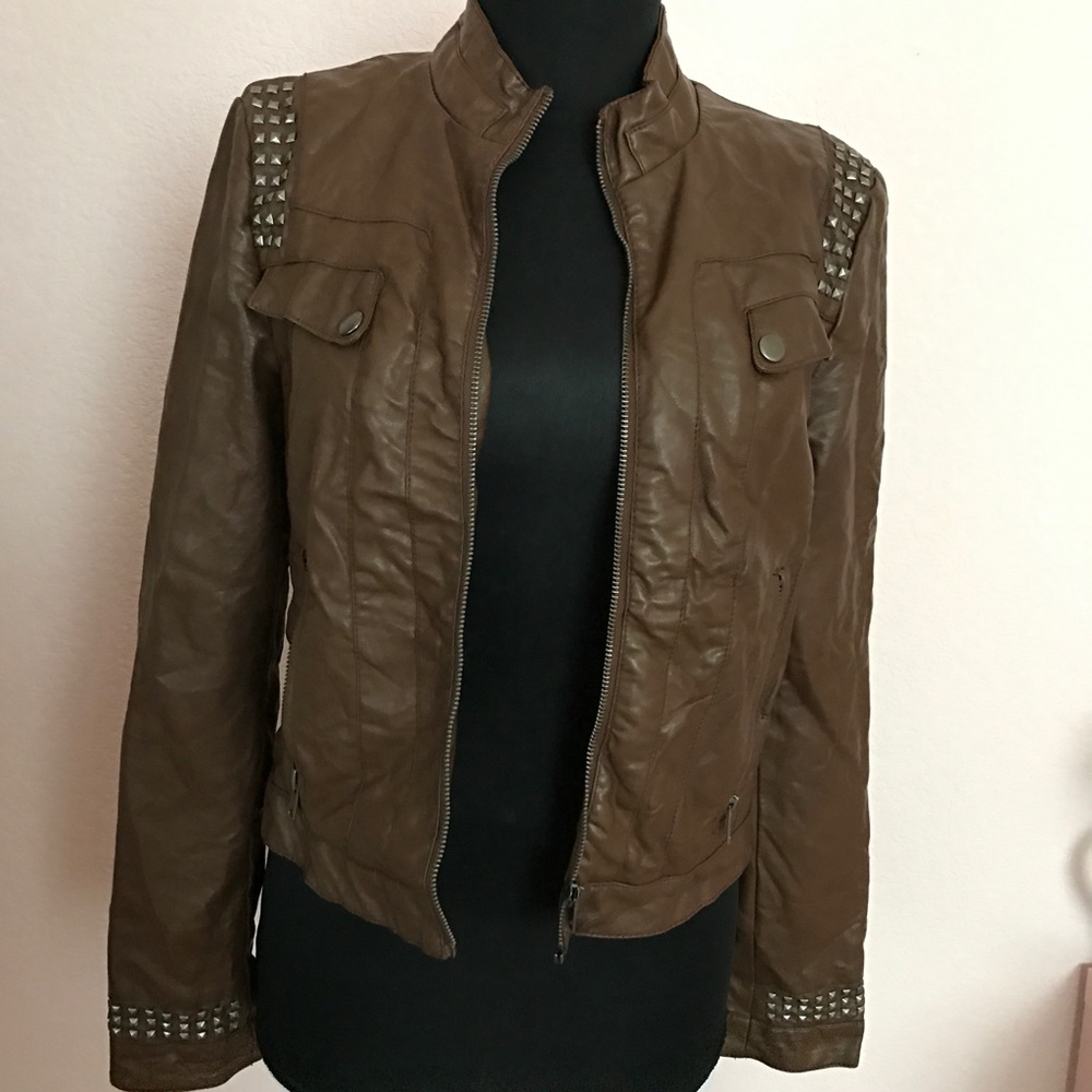 Studded Brown Leather Jacket