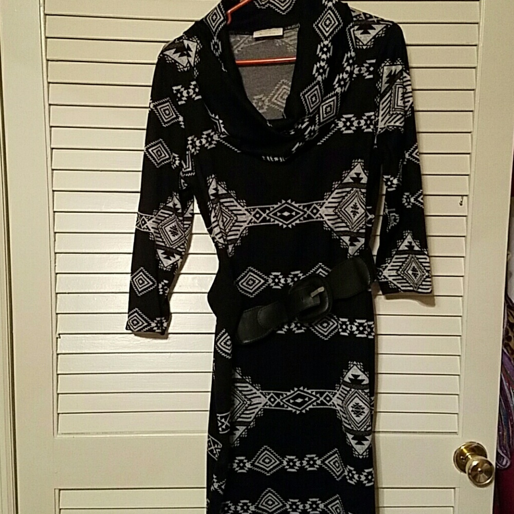 Make an offer - XL black & white dress w/cowl neck