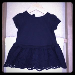babyGAP Navy Eyelet Cap-Sleeve Dress - 6-12 Months