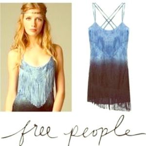 Ombré free people "shake it" lace fringe dress