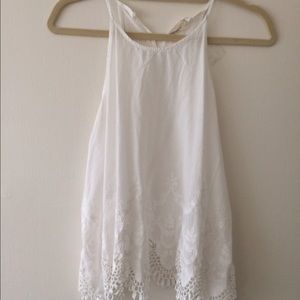 White halter lace detail tank
