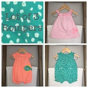 Lot of 3 Carter's Rompers - 0-3 Months