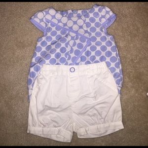 2pc blue and white short set