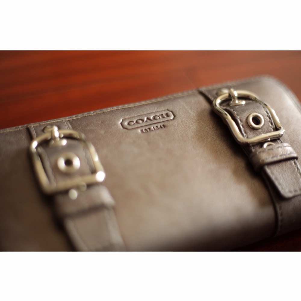 Metallic grape leather Coach wallet