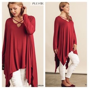 HANDKERCHIEF HEM TUNIC IN CRANBERRY