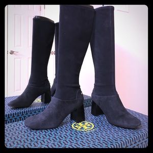 Tory Burch knee high boots- navy suede SZ 9