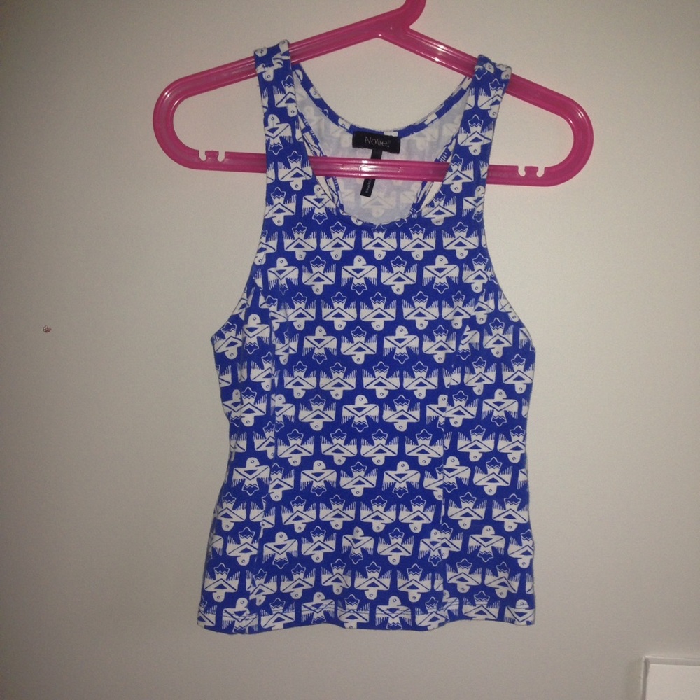 blue crop top with eagle design