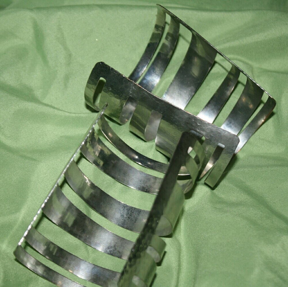 Silver tone wrist cuffs, 2 in set - Picture 2 of 2
