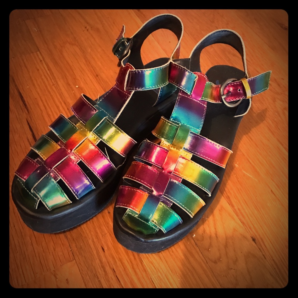 NEW Rainbow Platform Sandals