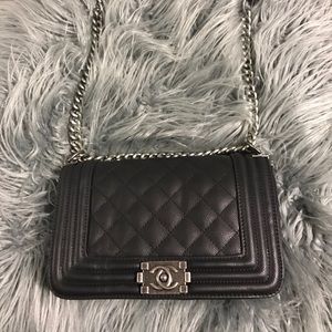 black quilted bag