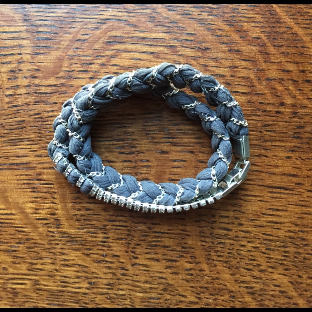 Gray Wrap bracelet with chain and diamond accents