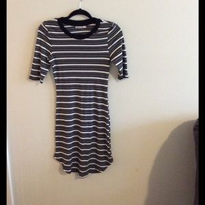 Heart hips, black and white striped dress, new