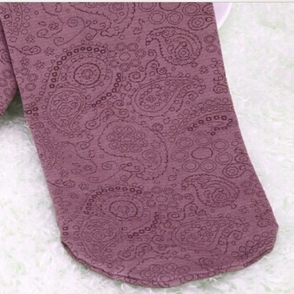 Paisley Jacquard Tights Stockings - 6 colors! - Picture 3 of 4