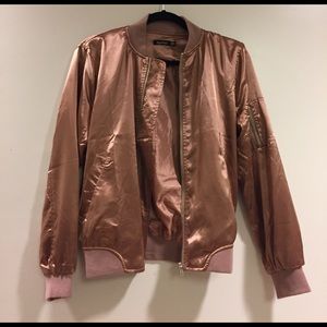 Rose Gold/ Satin bomber jacket