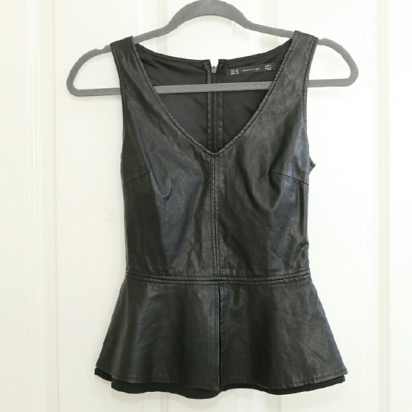 Zara Tops - ZARA Trafaluc Faux Leather Peplum XS