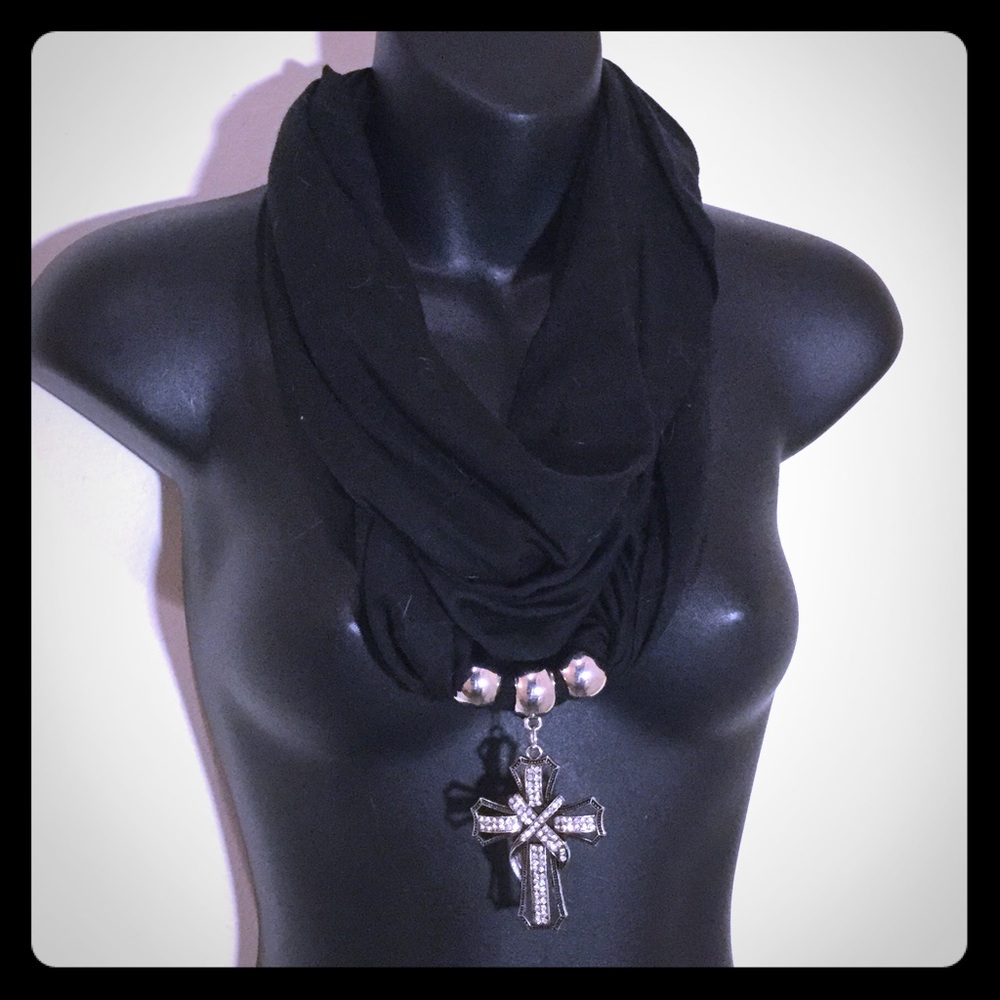 Infinity Scarf Rhinestone Cross