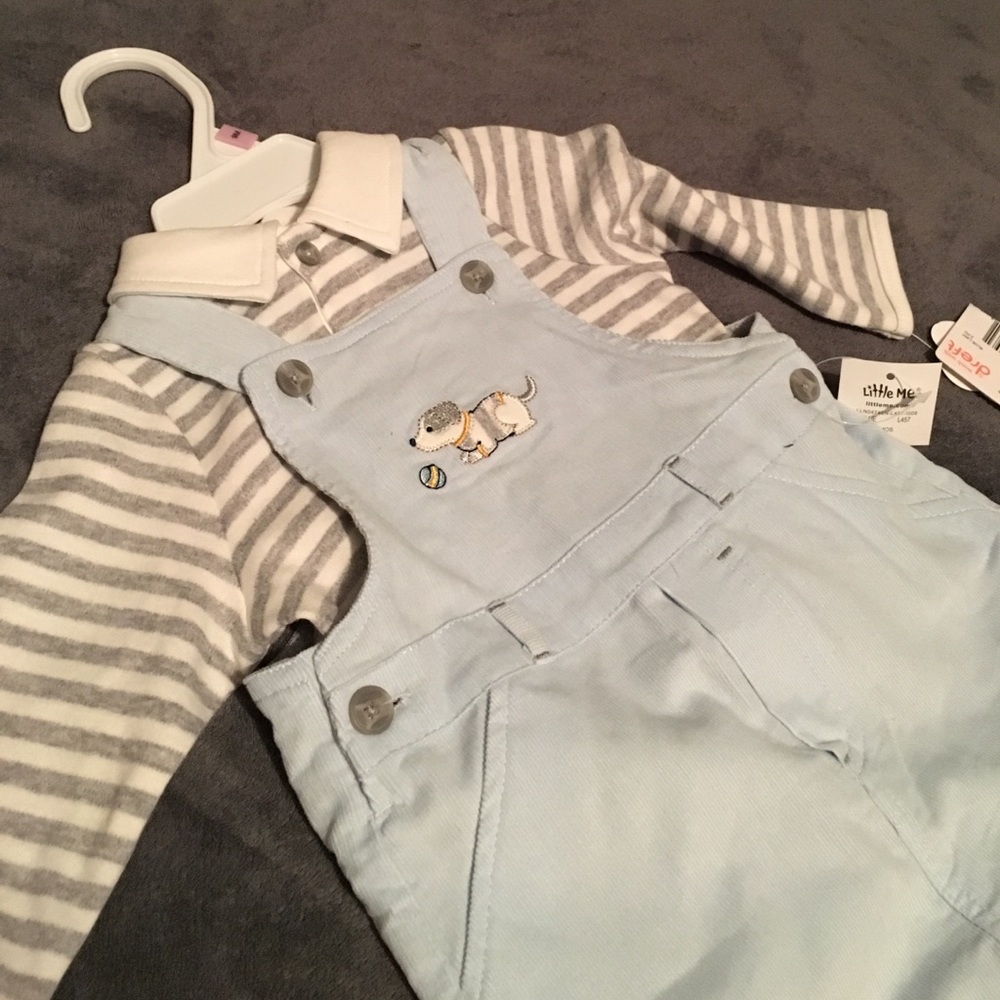 Little Me Baby Boy Overall Outfit