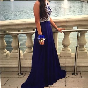 Royal blue prom dress.