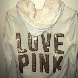 PINK fur lined zip up jacket