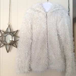 fuzzy white jacket :)