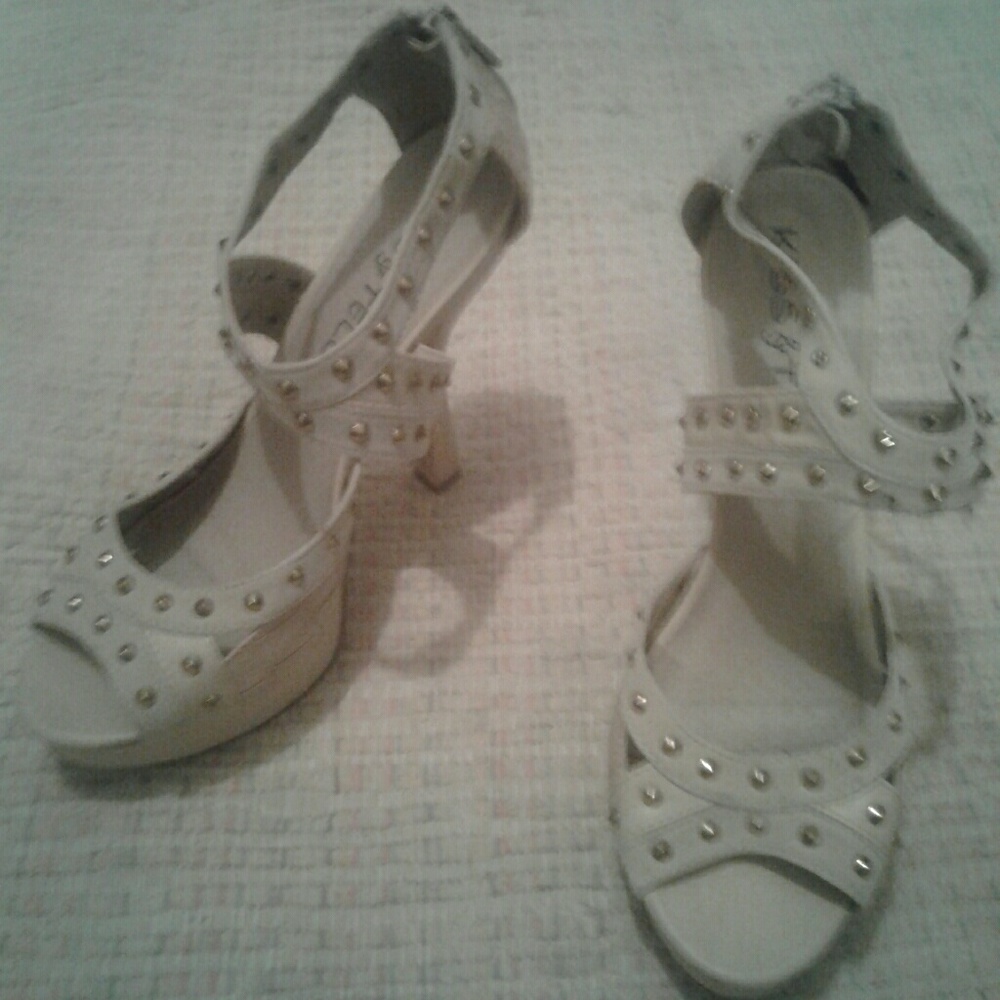 Studded stiletto heels with ankle strap