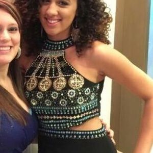 Formal beaded prom gown