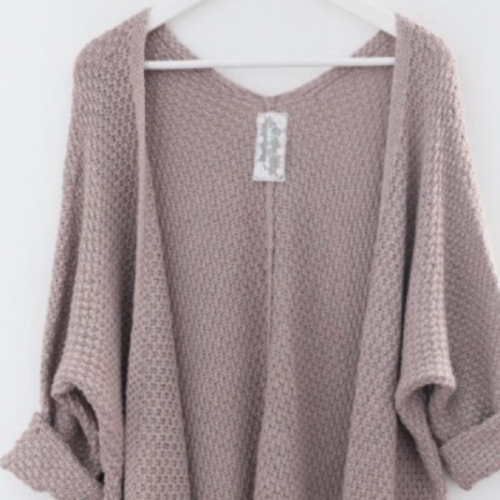 Slouchy cardigan mauve/tan