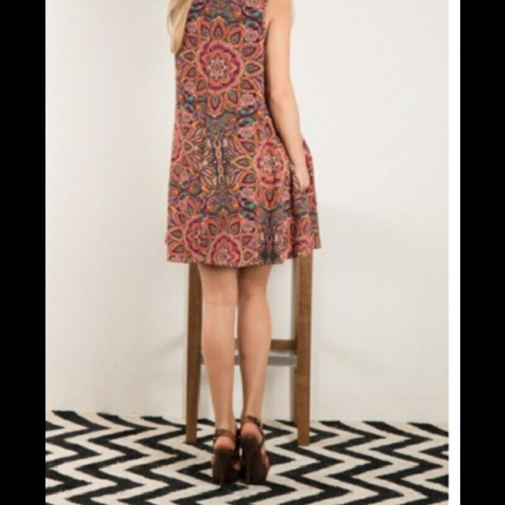 Bohemian Print Sleeveless Swing Dress-SOLD - Picture 4 of 4