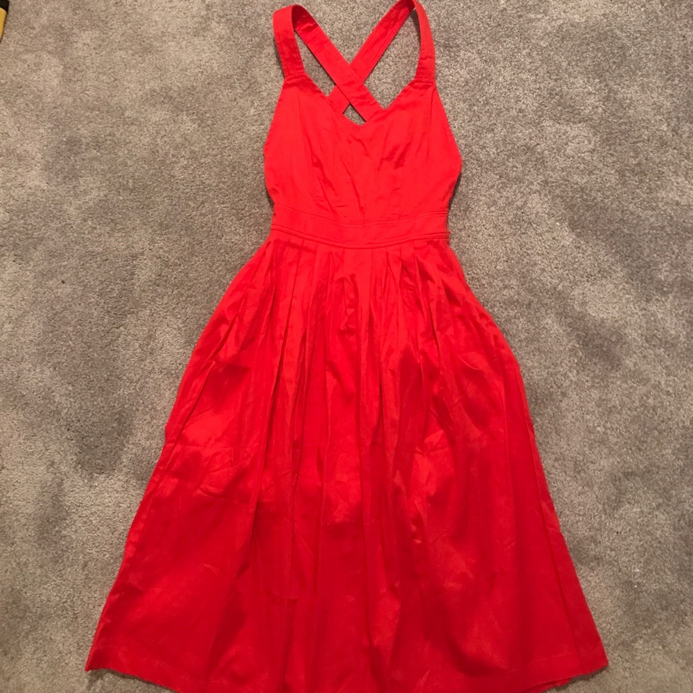 Bright orange midi dress
