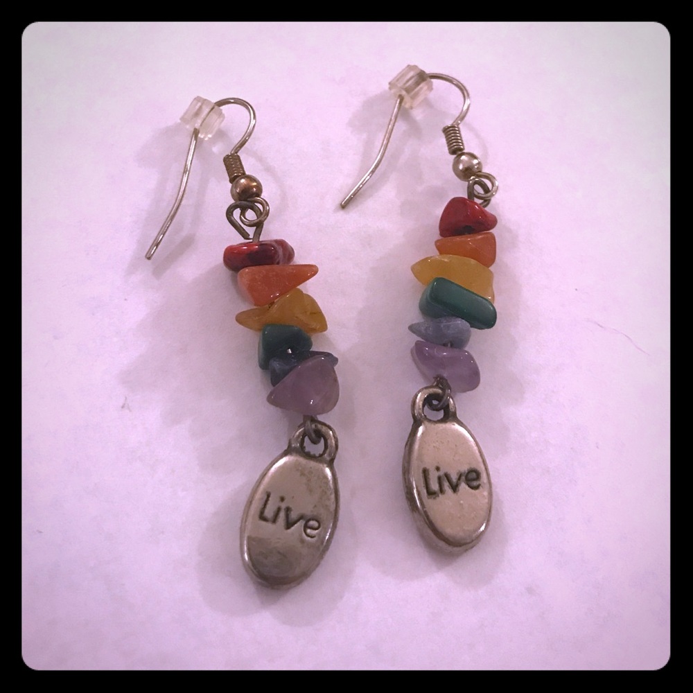 Colorful stone dangle earrings