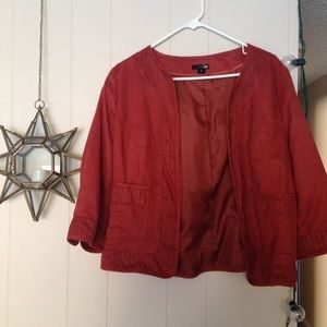 red 70's inspired blazer