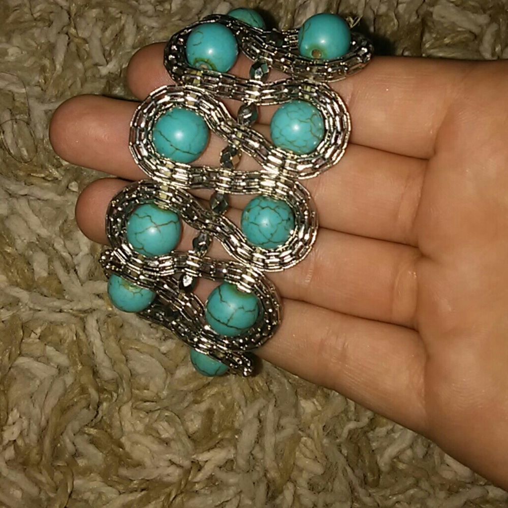 Blue&silver marble chunky bracelet.