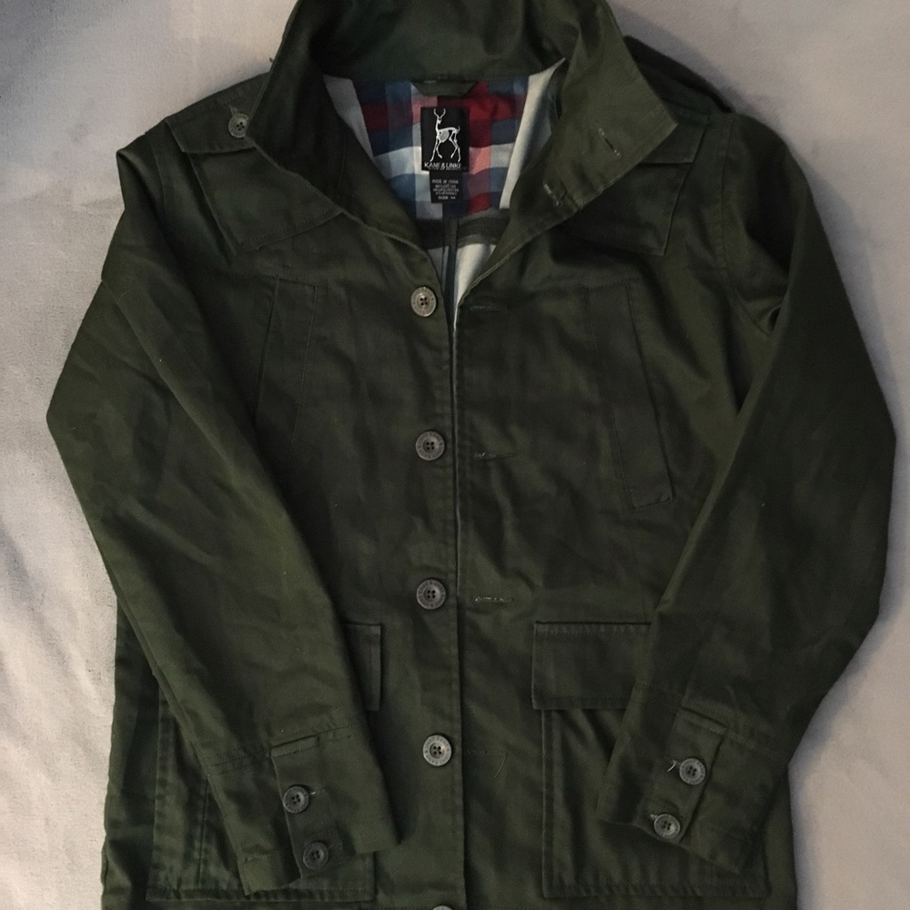 Kane & Unike Size Medium Green Military Jacket
