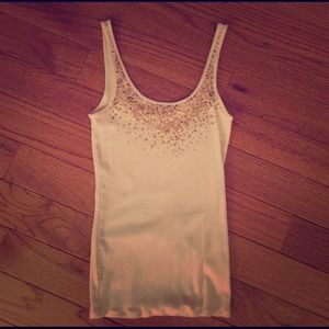 White tank with gold sequins