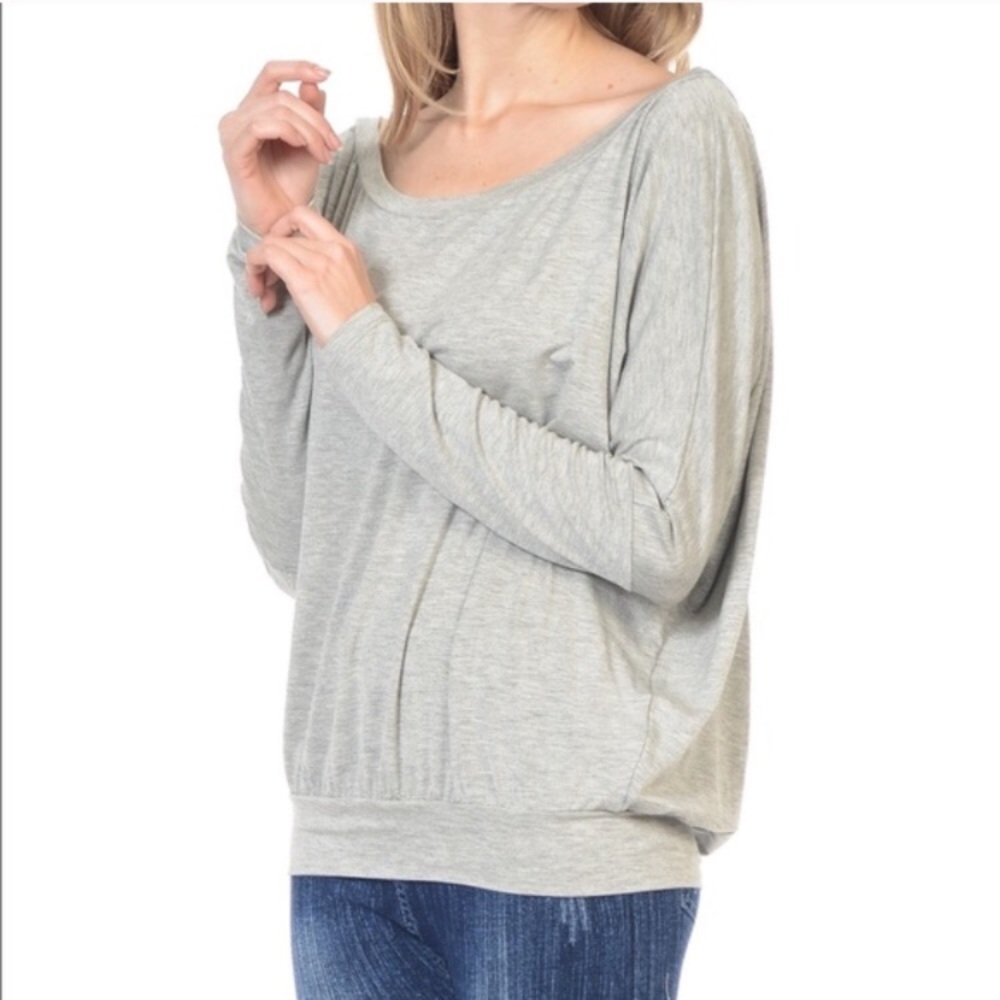 Bellino Heather gray boatneck top