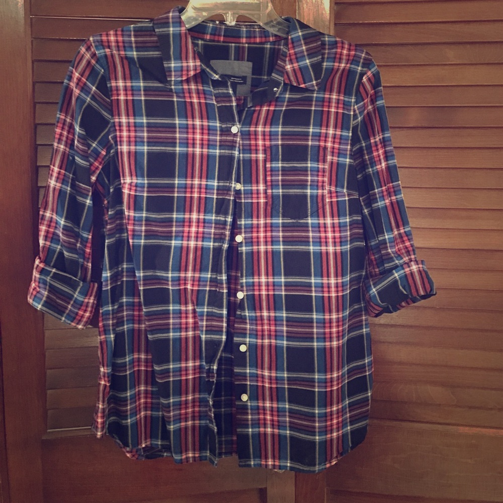 Gap Boyfriend Fit Plaid Shirt Sz Small
