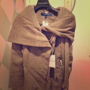 NWT Cole Haan Alpaca Belted Coat in Maple Sugar