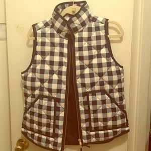 Never worn J.Crew Navy Plaid Puffer Vest
