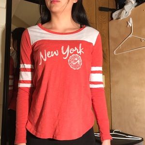 Abercrombie & Fitch Red Graphic Long Sleeve