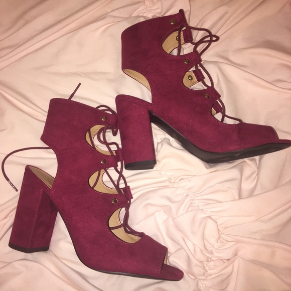 Charlotte Russe Shoes - Size 9 Cute Cranberry Suede Heels